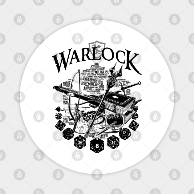 RPG Class Series: Warlock - Black Version Magnet by Milmino